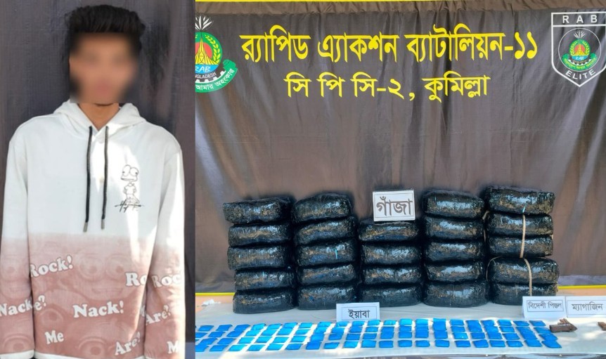 কুমিল্লায় র‍্যাবের পৃথক অভিযানে অস্ত্র-মাদক উদ্ধার, গ্রেফতার ১